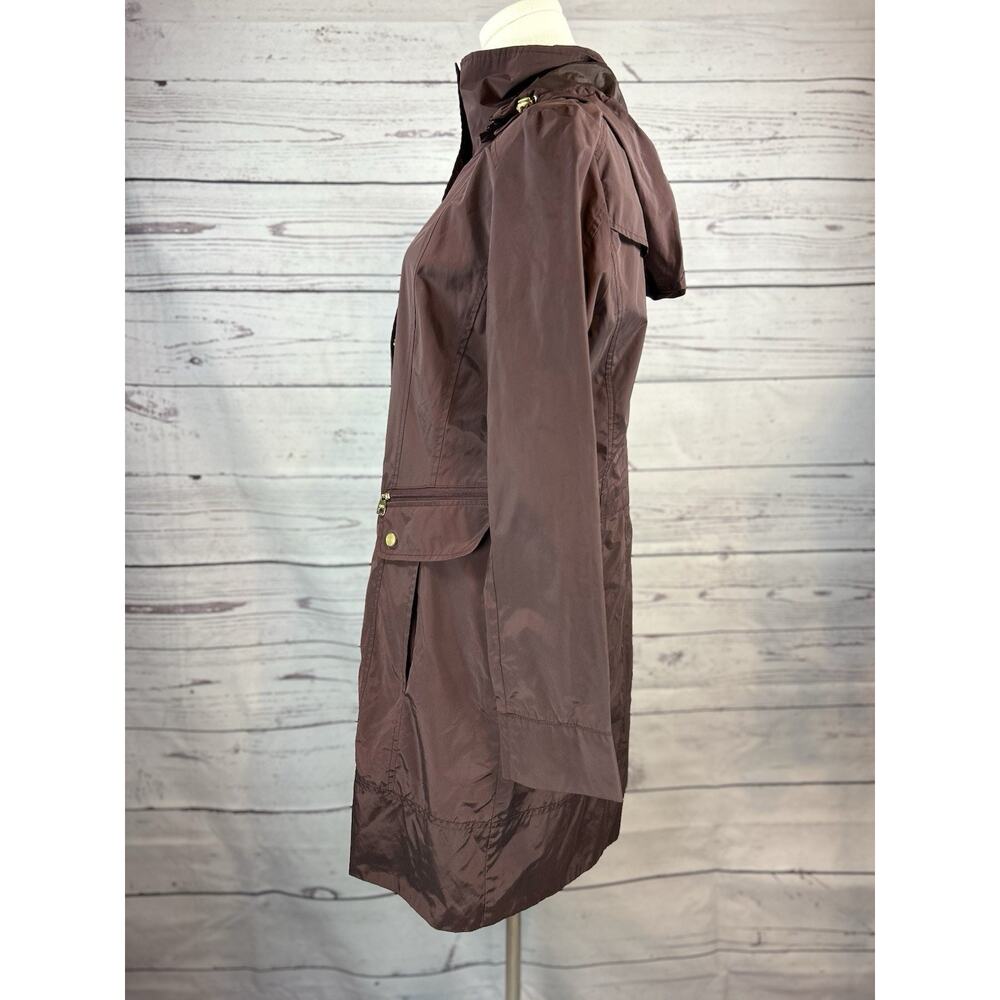 Cole Haan Rain Jacket Womens Medium Snap Zip Hooded Lightweight Coat - Picture 3 of 8